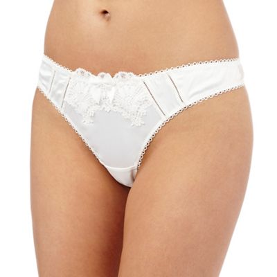 Reger by Janet Reger Ivory satin lace thong